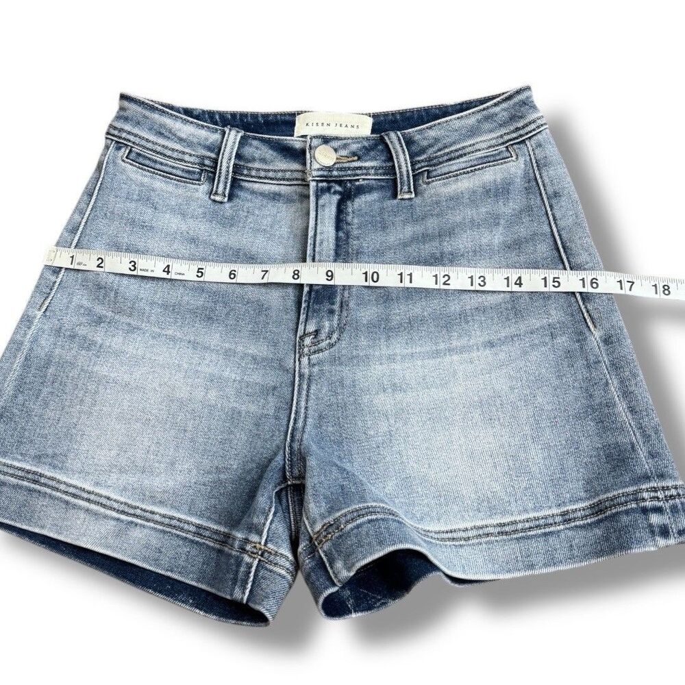 Risen High Rise Front Welt Pocket Denim Short RDS6245 Summer Flat Women’s Size S - Picture 4 of 11